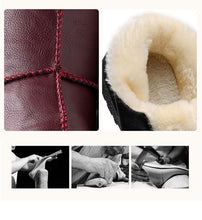 Load image into Gallery viewer, Women Winter Warm Luxury Shoes Waterproof Plush Leather Cotton Shoes Daily Home Non-slip Soft Sole Plush Lining Shoes Warm Fur Lined Booties Lace Up Flat Platform Elegant Comfortable Black Shoes