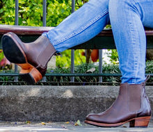 Load image into Gallery viewer, Women's Brown Leather Chelsea Boots | Elastic Pull-On Ankle Boots