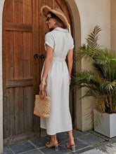 Load image into Gallery viewer, Women's Cotton Shirt Dress - Breathable X-Line Midi Dress With Knotted Waist Detail For A Flattering Fit