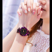 Load image into Gallery viewer, Womens Fashion Starry Sky Watches Magnet Buckle Mesh Belt Diamond Quartz Watch Women Dress Rose Gold Analog Watch Starry Sky Stainless Steel Quartz Ladies Magnetic Band Simple Fashion Gold Watches For Women