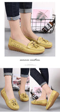 Load image into Gallery viewer, Womens Flats Summer Genuine Leather Shoes Low Heels Slip On Casual Flat Shoes Women's Espadrilles Casual Shoes Spring Comfortable Strong Design