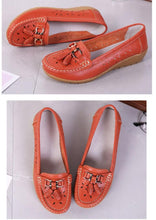 Load image into Gallery viewer, Womens Flats Summer Genuine Leather Shoes Low Heels Slip On Casual Flat Shoes Women's Espadrilles Casual Shoes Spring Comfortable Strong Design