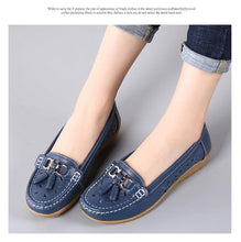 Load image into Gallery viewer, Womens Flats Summer Genuine Leather Shoes Low Heels Slip On Casual Flat Shoes Women's Espadrilles Casual Shoes Spring Comfortable Strong Design