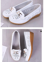 Load image into Gallery viewer, Womens Flats Summer Genuine Leather Shoes Low Heels Slip On Casual Flat Shoes Women's Espadrilles Casual Shoes Spring Comfortable Strong Design