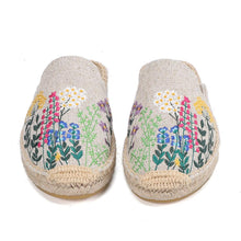 Load image into Gallery viewer, Womens Flip Flops Slippers Real Hemp Summer Rubber Floral Slides Woman Shoes Comfy House Shoes Indoor Outdoor Cozy Womens Slipper Hard Sole Orthopedic Hemp Linen Slides Slippers