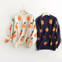 Load image into Gallery viewer, Women's Fruit Jacquard Loose Round Neck Sweater - # GIAA23510041
