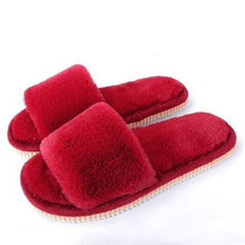 Load image into Gallery viewer, Womens Fur Slippers Winter Shoes Home Slippers Plush Women Indoor Warm Fluffy Cotton Shoes Women's Fuzzy House Memory Foam Slippers Furry Faux Fur Lined Bedroom Shoes