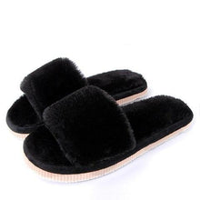 Load image into Gallery viewer, Womens Fur Slippers Winter Shoes Home Slippers Plush Women Indoor Warm Fluffy Cotton Shoes Women's Fuzzy House Memory Foam Slippers Furry Faux Fur Lined Bedroom Shoes