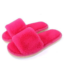 Load image into Gallery viewer, Womens Fur Slippers Winter Shoes Home Slippers Plush Women Indoor Warm Fluffy Cotton Shoes Women's Fuzzy House Memory Foam Slippers Furry Faux Fur Lined Bedroom Shoes