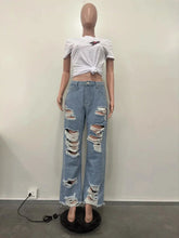 Load image into Gallery viewer, Burnt Flower High Waist Jeans - Trendy Women's Casual Denim Trousers for Spring/Summer