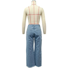 Load image into Gallery viewer, Burnt Flower High Waist Jeans - Trendy Women's Casual Denim Trousers for Spring/Summer