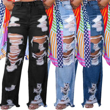 Load image into Gallery viewer, Burnt Flower High Waist Jeans - Trendy Women's Casual Denim Trousers for Spring/Summer