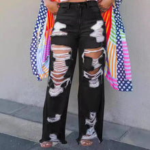 Load image into Gallery viewer, Burnt Flower High Waist Jeans - Trendy Women's Casual Denim Trousers for Spring/Summer