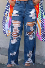 Load image into Gallery viewer, Burnt Flower High Waist Jeans - Trendy Women's Casual Denim Trousers for Spring/Summer