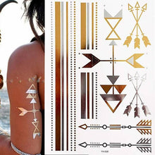 Load image into Gallery viewer, Womens Metallic Temporary Sticker Tattoos Gold Silver Waterproof Tattoos for Women