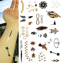 Load image into Gallery viewer, Womens Metallic Temporary Sticker Tattoos Gold Silver Waterproof Tattoos for Women