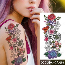 Load image into Gallery viewer, Womens Waterproof Temporary Tattoo Sticker Blue Flower Luxury Big Tatoo For Body Arm