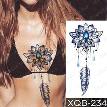 Load image into Gallery viewer, Womens Waterproof Temporary Tattoo Sticker Blue Flower Luxury Big Tatoo For Body Arm