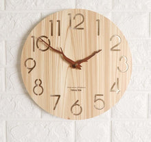 Load image into Gallery viewer, Wooden 3D Wall Clock Modern Design Nordic Room Decoration Kitchen Clock Art Hollow Wall Watch Home Decor Children's Room Decoration Kitchen Clock Art Hollow Wall Watch Home Decor 12 Inch