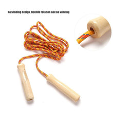 Load image into Gallery viewer, Wooden Handle Skipping Rope Adjustable Wooden Handle Cotton Braided Outdoor Fun Activity Playing Rope Wooden Grips Ideal For Workout Equipment School Supplies 2.5M