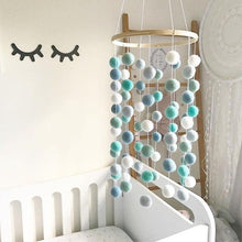 Load image into Gallery viewer, Wooden Ring With Felt Balls Wind Chimes Newborn Baby Bed Bell Pendant Kids Room Decoration Wooden Wind Chime Bed Bell Nursery Mobile Crib Bed Bell Wall Hanging Ornament