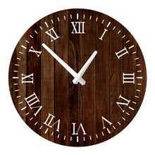 Load image into Gallery viewer, Wooden Wall Clock 10 Inch Silent Non Ticking Quartz Wall Clock 10 Inch Silent Non-Ticking Wooden Wall Clocks Battery Operated Country Retro Rustic Style Decorative for Living Room Kitchen Retro Fashion Wood Wall Clock Decorative for Living Room Kitchen