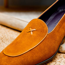 Load image into Gallery viewer, 16-681-CGN X Italian Sueded Goatskin Loafer, Cognac