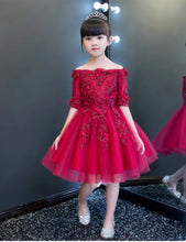 Load image into Gallery viewer, Red Tulle Flower Girl Dress - # GIAA221710002