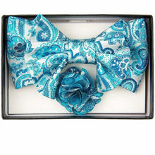 Load image into Gallery viewer, Vittorio Farina XL Bow Tie, Pocket Square & Flower Lapel Pin