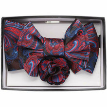 Load image into Gallery viewer, Vittorio Farina XL Bow Tie, Pocket Square & Flower Lapel Pin