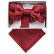 Load image into Gallery viewer, Vittorio Farina XL Solid Bow Tie & Pocket Square