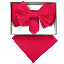 Load image into Gallery viewer, Vittorio Farina XL Solid Bow Tie & Pocket Square
