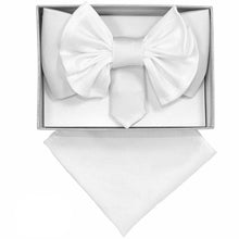 Load image into Gallery viewer, Vittorio Farina XL Solid Bow Tie & Pocket Square
