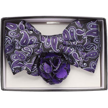Load image into Gallery viewer, Vittorio Farina XL Bow Tie, Pocket Square & Flower Lapel Pin