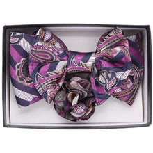 Load image into Gallery viewer, Vittorio Farina XL Bow Tie, Pocket Square & Flower Lapel Pin