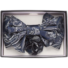 Load image into Gallery viewer, Vittorio Farina XL Bow Tie, Pocket Square & Flower Lapel Pin