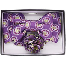 Load image into Gallery viewer, Vittorio Farina XL Bow Tie, Pocket Square & Flower Lapel Pin