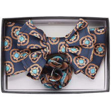 Load image into Gallery viewer, Vittorio Farina XL Bow Tie, Pocket Square & Flower Lapel Pin