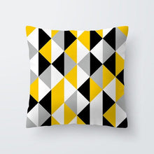 Load image into Gallery viewer, Yellow Pillow Case Cushion Cover Geometric Polyester Pillowcase Home Decorative Yellow Grey Modern Pillow Covers Beautiful Pattern Linen Square Pillow Case For Sofa Couch 45x45CM