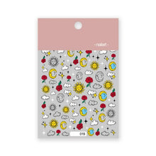 Load image into Gallery viewer, Yellow Smiles Sun Moon Clouds 3D Nail Stickers For Halloween Theme Slider Decals Nail Art Decorations Design 3D Self-Adhesive Nail Decorations Accessories Women Girls Manicure Decorations Nail Art Supplies Water Transfer Decals