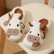 Load image into Gallery viewer, Winter Unisex Cute Cartoon Cow Warm Plush Slippers - # GIAA73610003