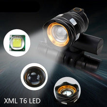Load image into Gallery viewer, Zoomable LED Bicycle Light Bike Front Lamp Headlight With USB Rechargeable Built-In Battery Bike Light Set USB Rechargeable Powerful LED Bicycle Headlight And Tail Light Combo