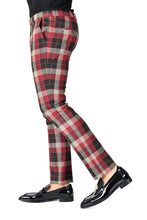 Load image into Gallery viewer, Barabas CP126 BE LOVELY WINE Grey and Red Checkered Slim Fit Dress Pant