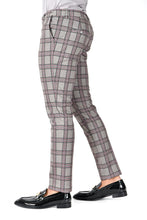 Load image into Gallery viewer, Barabas CP130 DON'T MESS WITH ME Light Grey and Pink Checkered Slim Fit Dress Pant
