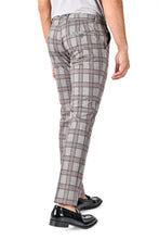 Load image into Gallery viewer, Barabas CP130 DON'T MESS WITH ME Light Grey and Pink Checkered Slim Fit Dress Pant