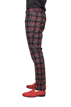 Load image into Gallery viewer, Barabas CP155 FOREST SPICE Black and Red Checkered Slim Fit Dress Pant