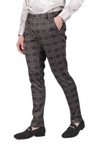 Load image into Gallery viewer, Barabas CP156 BABY BEAT Grey and Orange Checkered Slim Fit Dress Pant