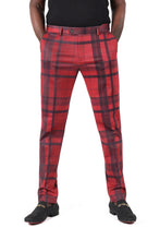 Load image into Gallery viewer, Barabas CP182 BUFFALO PLAID Red Slim Fit Dress Pant
