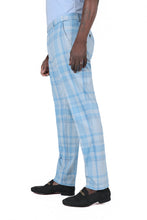 Load image into Gallery viewer, Barabas CP182 BUFFALO PLAID Sky Blue Slim Fit Dress Pant