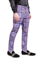 Load image into Gallery viewer, Barabas CP201 GRIP SPOT Lilac Checkered Slim Fit Dress Pant